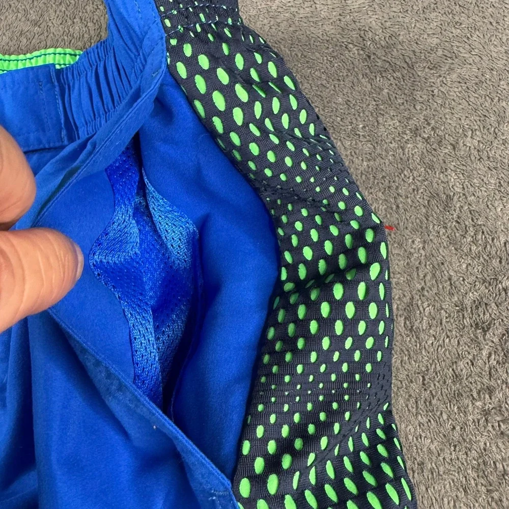 Nike Mens Swim Trunks Blue Neon Green Dot Pattern Board‎ Shorts Large